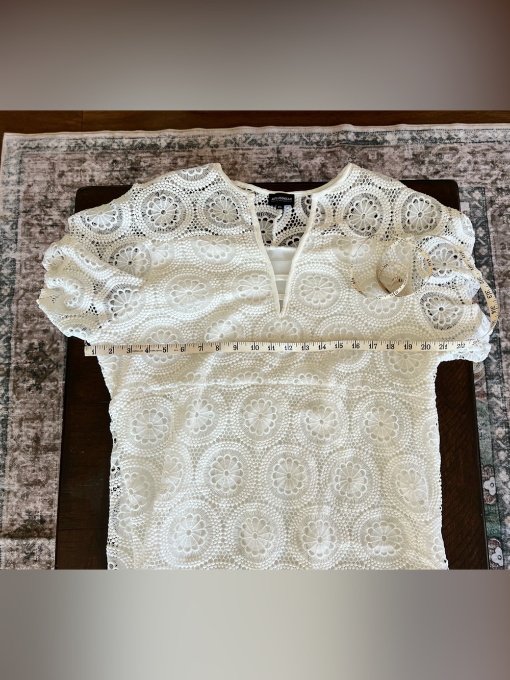 XPlusWear Eyelet Lace Midi Dress in White - Picture 7 of 11